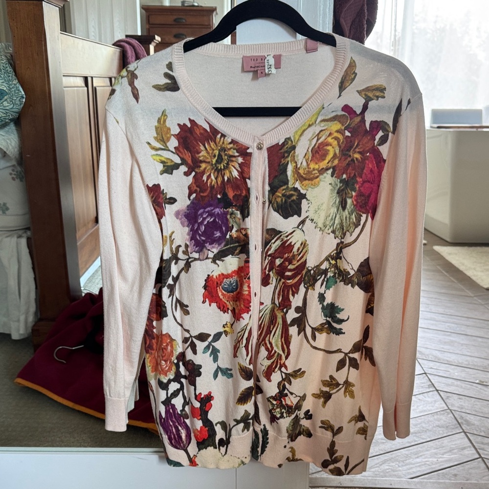 Ted Baker London Floral Cardigan - Cream and Multicolor